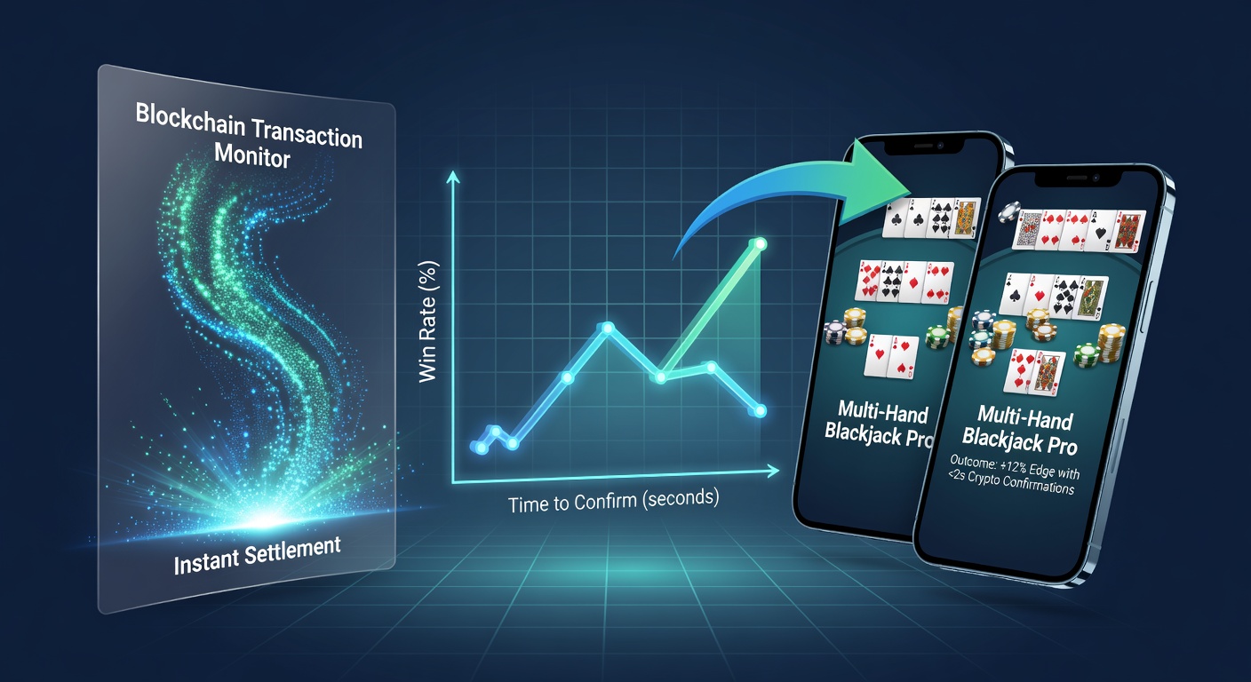 Mobile device displaying multi-hand blackjack interface with cryptocurrency transaction indicators overlaid on the screen