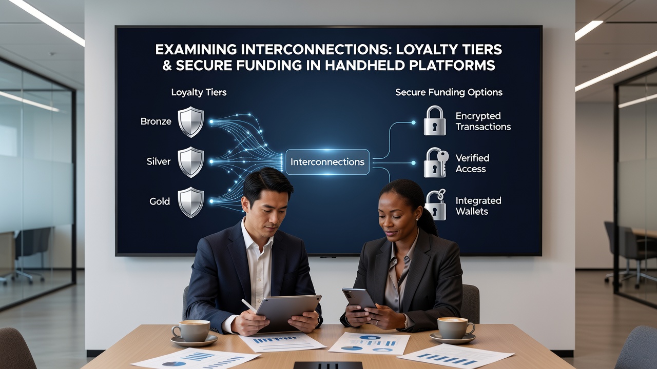 Mobile device displaying loyalty tier dashboard alongside secure payment interfaces in a handheld gaming platform
