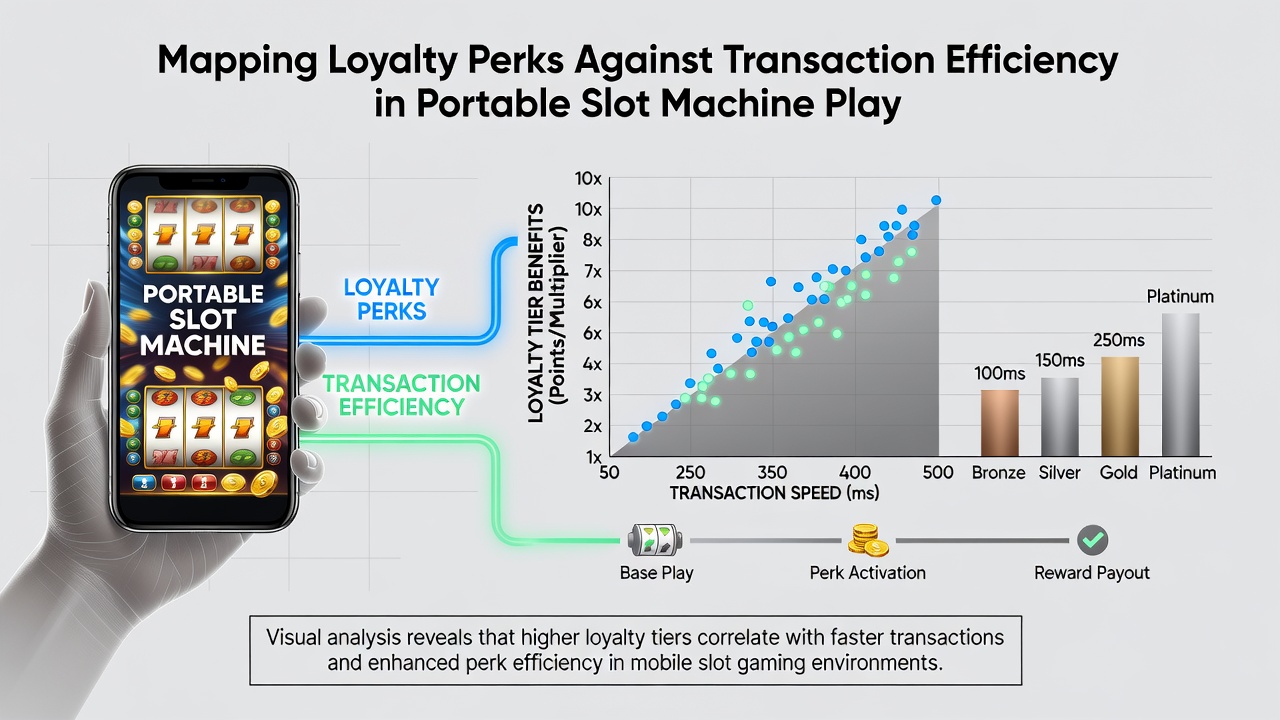 Analytics dashboard displaying loyalty tier progression mapped against average transaction times on mobile slot platforms