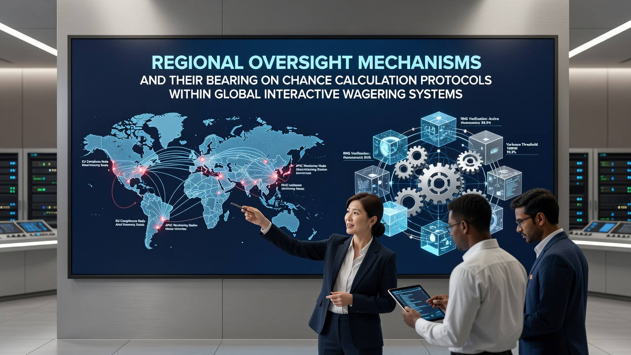 Global map highlighting regulatory zones for interactive wagering systems with overlaid data flow icons