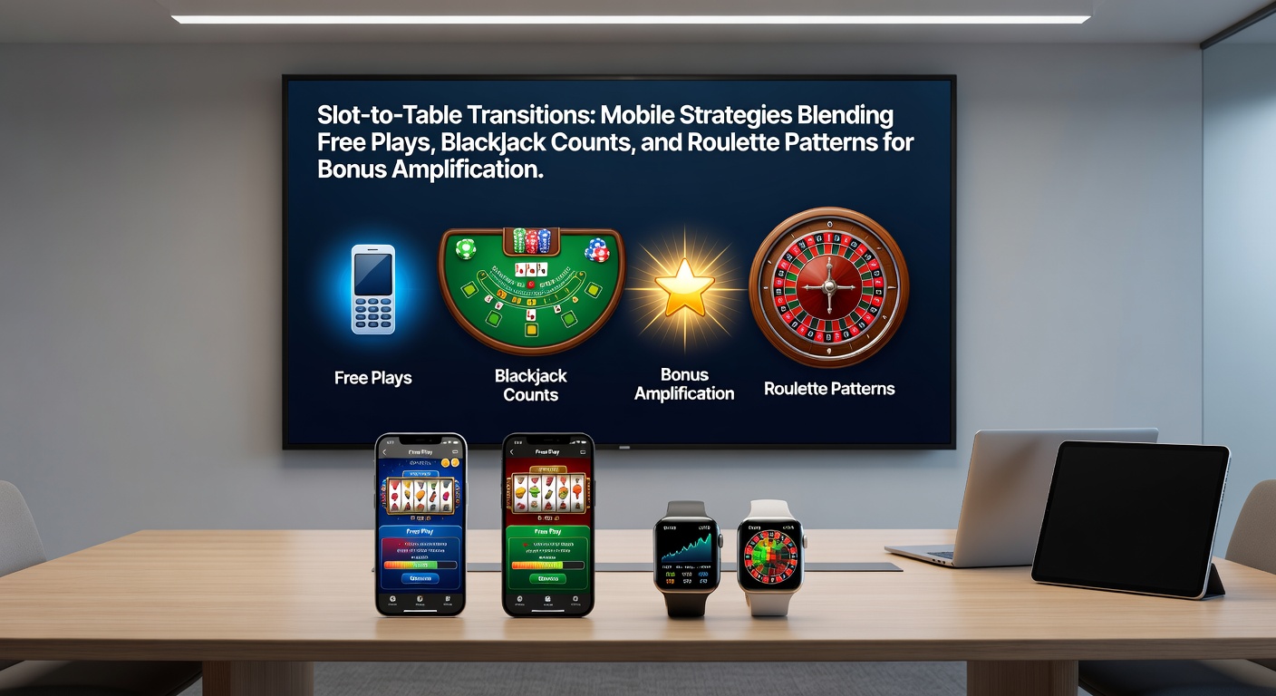 Mobile casino interface showing slot reels transitioning to a blackjack table with bonus meters highlighted