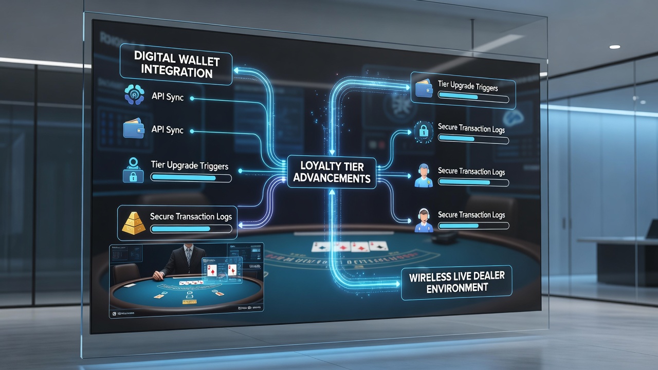 Mobile screen showing loyalty tier progression alongside digital wallet balance during a live dealer session